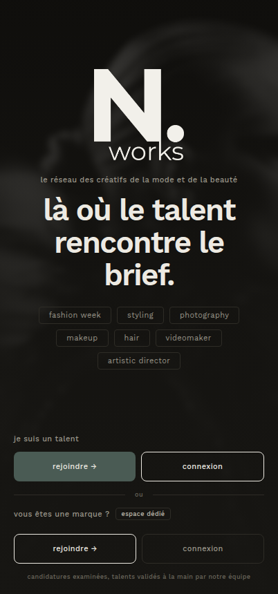 Écran d'accueil de l'application Nonchalance